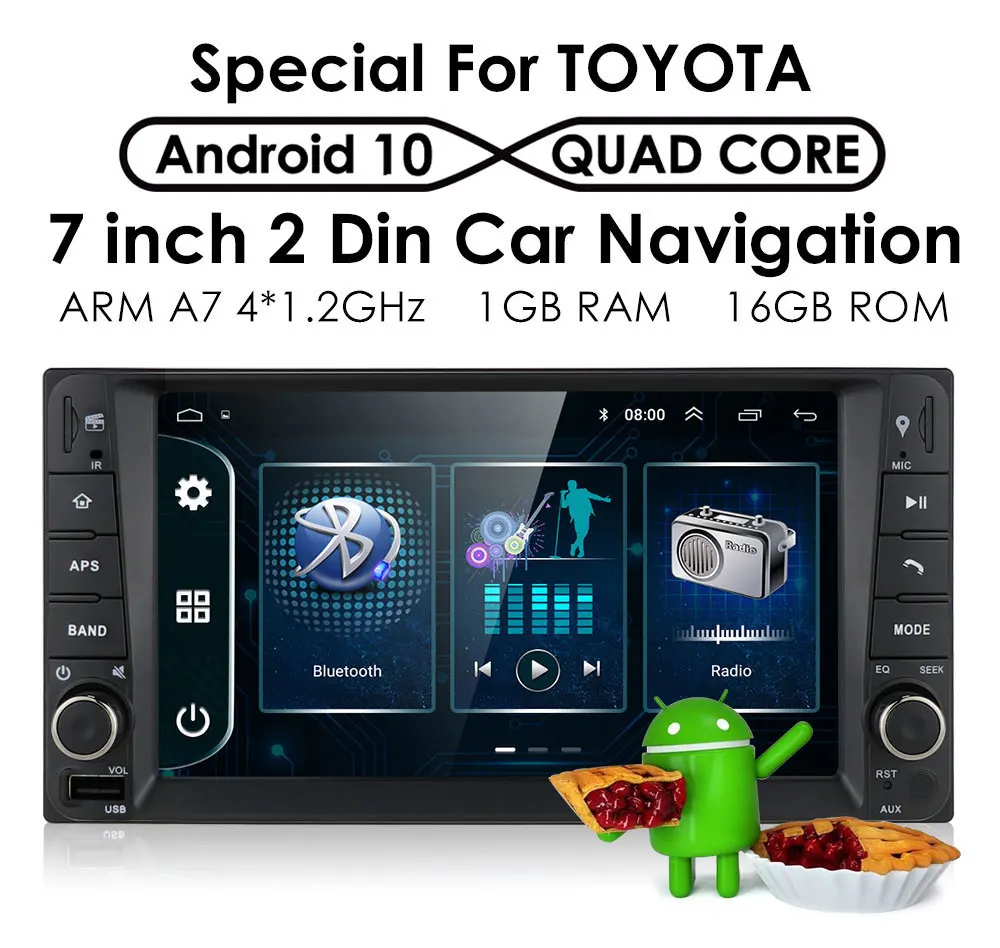Автомагнитола для Toyota RAV4/Hilux/Camry/Corolla/Terios 7 дюймов Android 9 поддержка 2 din 4 ядра