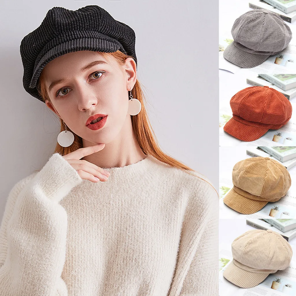 Женская милая однотонная теплая шерстяная зимняя берет модная женская