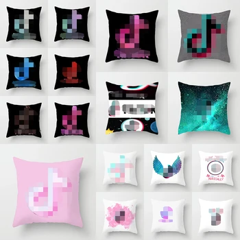 

NEW App Logo Tik-tok Cushion Cover Home Decor Customized Bedroom Sofa Car Square 45*45 Pillowcase Hot Sale Throw Pillow cover