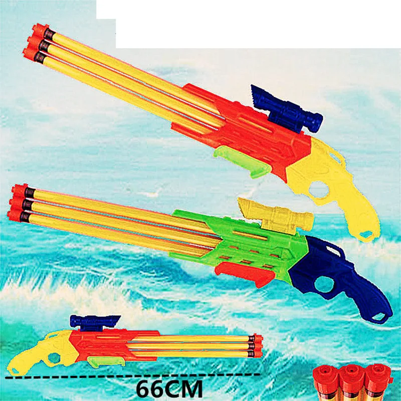 Transparent Three Tube Water Rafting Water Gun Plastic Play with Water Gun Beach Pull-out Water Cannon Water Gun Transparent Wat