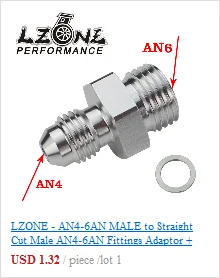 LZONE-синий штекер 6AN 6 вспышка до M14x1.5(мм) метрический прямой фитинг от 6 до M14* 1,5 порт. Адаптер JR-SL816-06-143-011