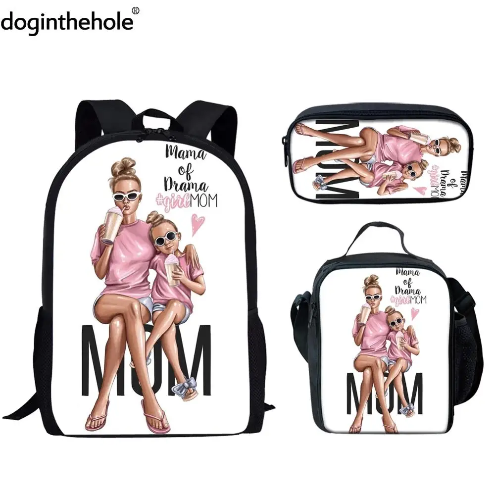 Doginthehole Модная супер мама девочка студент мультфильм пользовательский ранец