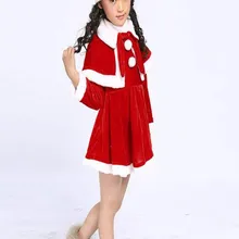 Изысканная Рождественская Одежда для маленьких девочек; Рождественская зимняя одежда; костюм; нарядные платья+ шаль+ теплая шапка