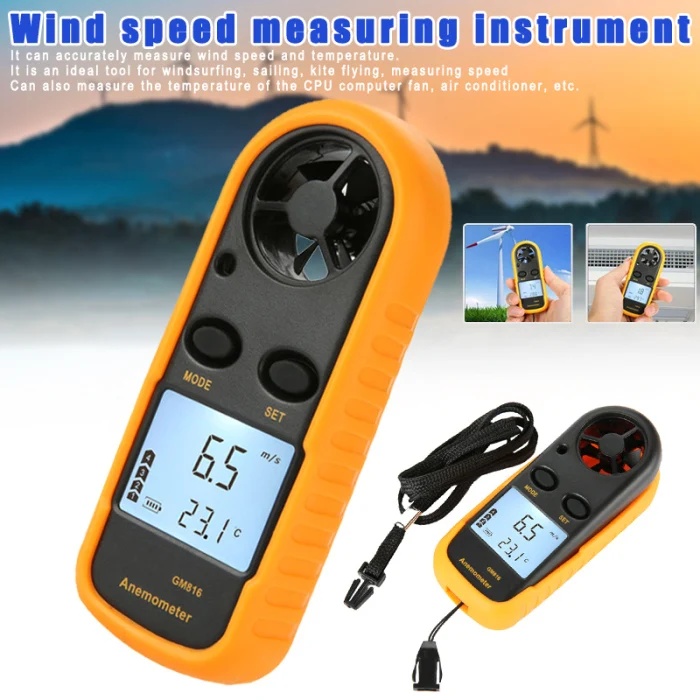 Мини ЖК-измеритель скорости ветра, измеритель скорости воздуха, цифровой анемометр-термометр BN99