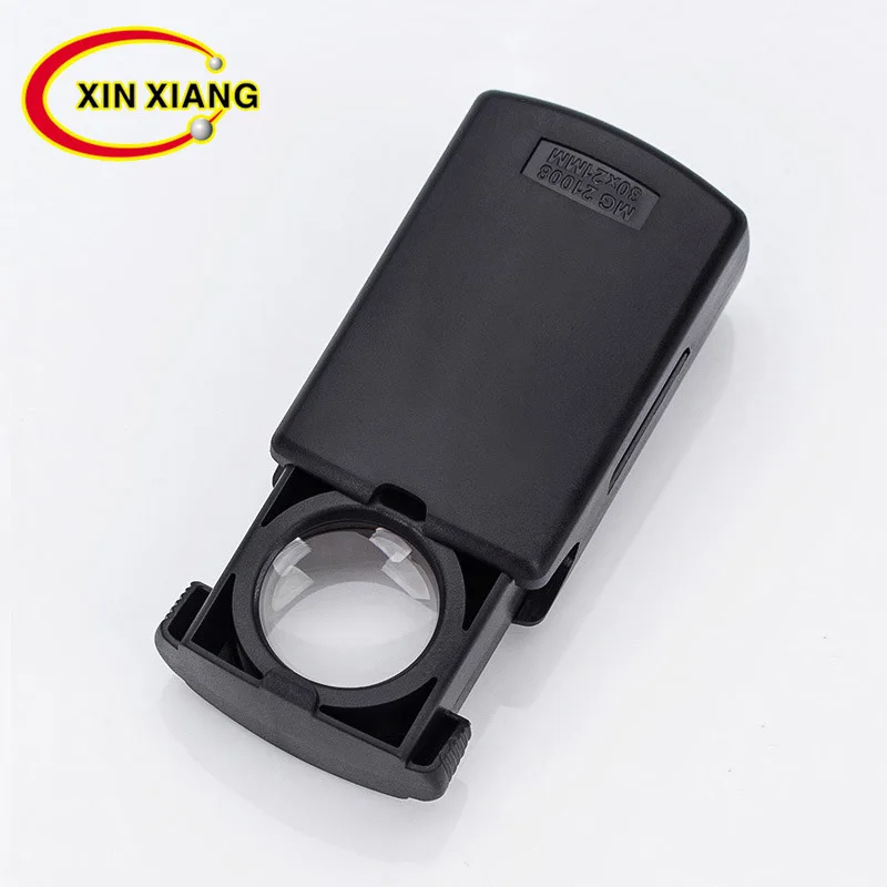 

30X Handheld Magnifying Glass With LED Light Flexible Black Illuminated Magnifier Drawer Type Pocket Magnifier Jewelry Loupe