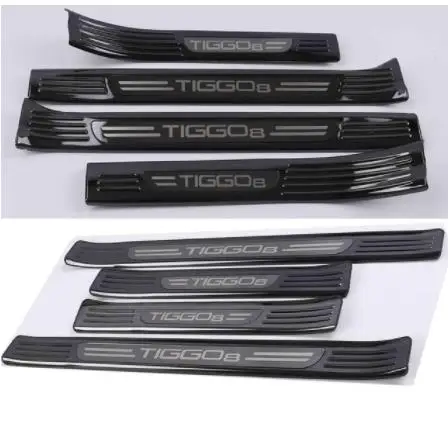 High quality stainless steel Car Internal external door cover outside door sill plate for Chery Tiggo 8 Styling - Цвет: 9