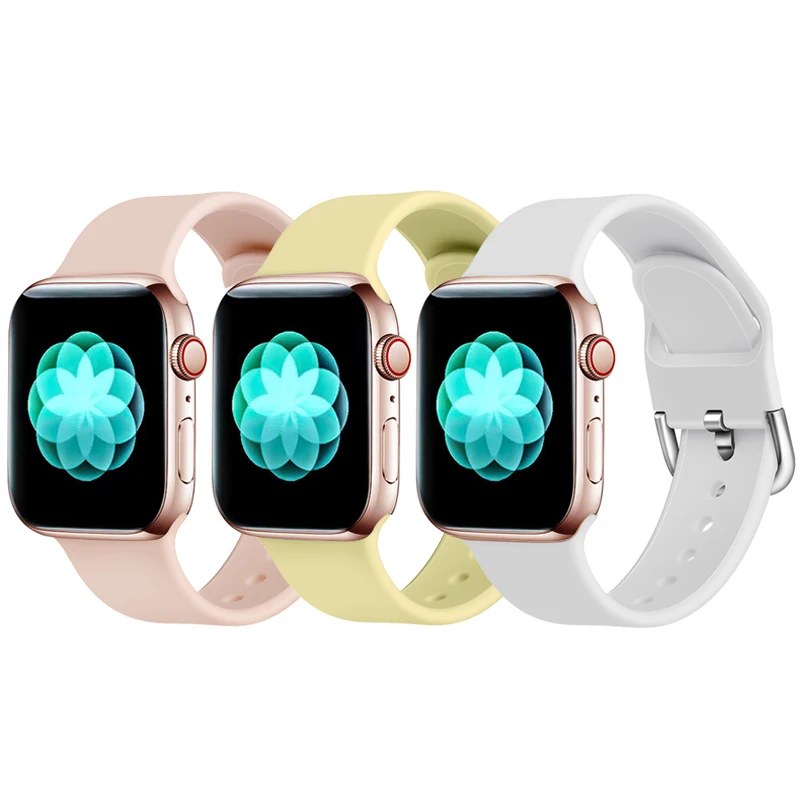 Ремешок для часов Apple Watch SE Band 38 мм 40 42 44 резиновый спортивный силиконовый браслет