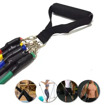 

11Pc/set Pull Rope Fitness Exercises Resistance Bands Set with Foam Handles Workout Bands Kit Fitness Yoga for Men Women