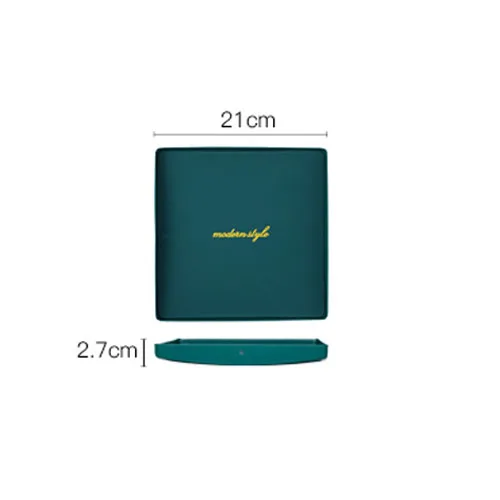 JINSERTA Metal Serving Tray Jewelry Display Plate Cosmetic Organizer Tea Coffee Tray with Leather Mat Desktop Sundries Decor - Цвет: Square