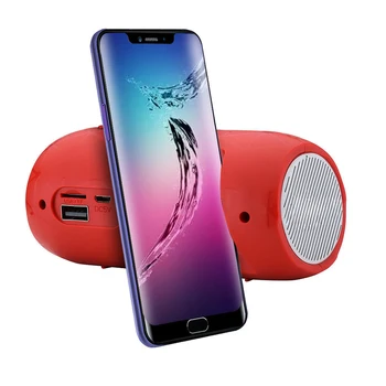 

2 In 1 Strong Compatible Bluetooth Speaker Stereo Audio Volume Control Phone Holder USB Outdoor Sound Mini Wireless Rechargeable