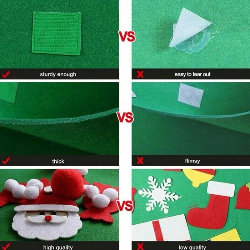 Sapin De Noël En Feutre Montessori - Décoration Murale Bleue Avec Décorations Amovibles - Jeu éducatif Pour Enfants