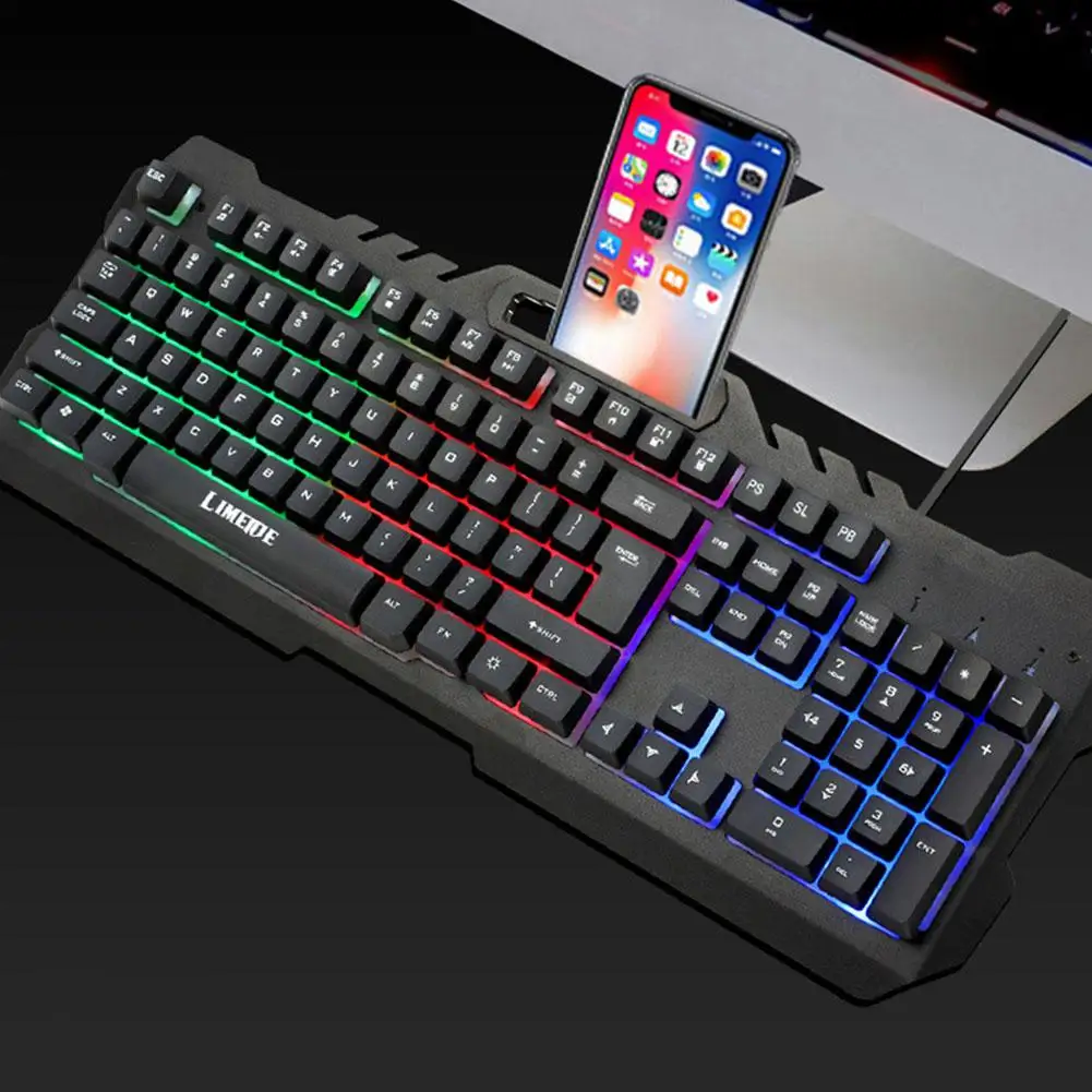 Yiwa K21 USB Проводная Металлическая Офисная Подсветка для ноутбука Радужная клавиатура с подсветкой