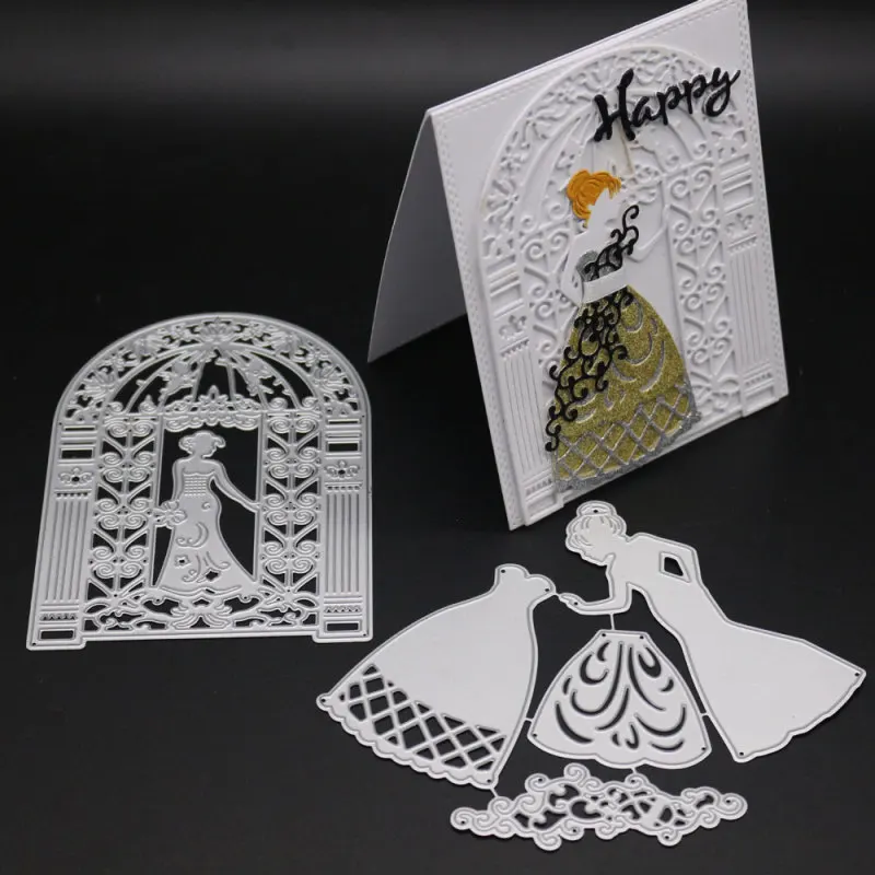 Женское платье принцессы металлические Вырубные штампы дверь дуга рамка