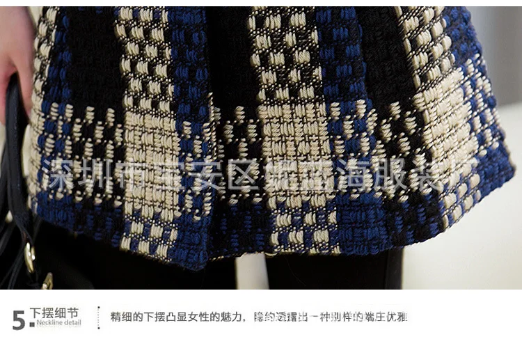 AliExpress? Пальто осенне-зимнее Новое Стильное приталенное шерстяное пальто средней длины с рукавом три четверти и стоячим воротником из твида