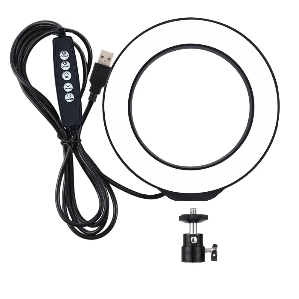 PULUZ 4,7 дюймов 12 см USB RGBW светодиодный светильник с регулируемой яркостью, кольцевой светильник для фотосъемки, видео светильник s& Cold Shoe штатив с шаровой головкой