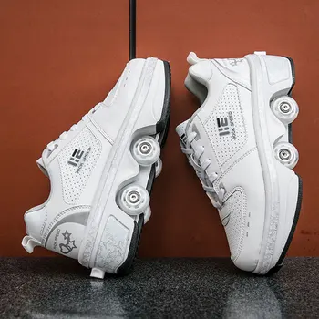 Unisex 4 Wheels Deformation Roller Shoes Parkour Wheel Shoes Fashion Rounds Of Running Shoes Roller Skates Shoes Skating Shoes 3