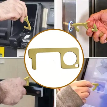 

No Touch Open Protective Tool Portable Anti Germ Elevator Button Drawer Door Handle Assistant Safety Brass Contactless Artifact