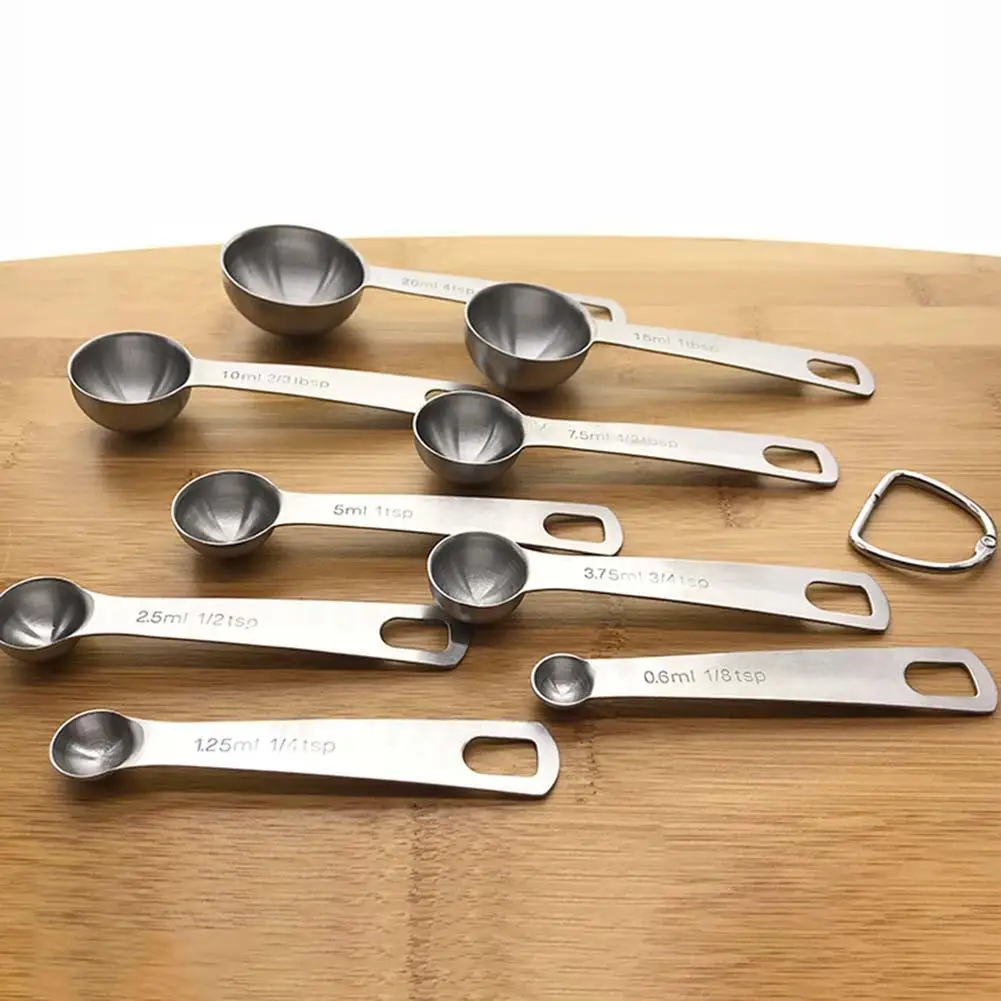 9 PCS Measuring Spoons Baking Tools Stainless Steel Baking Scale Measuring Seasoning Spoons Spoon Set afbeelding