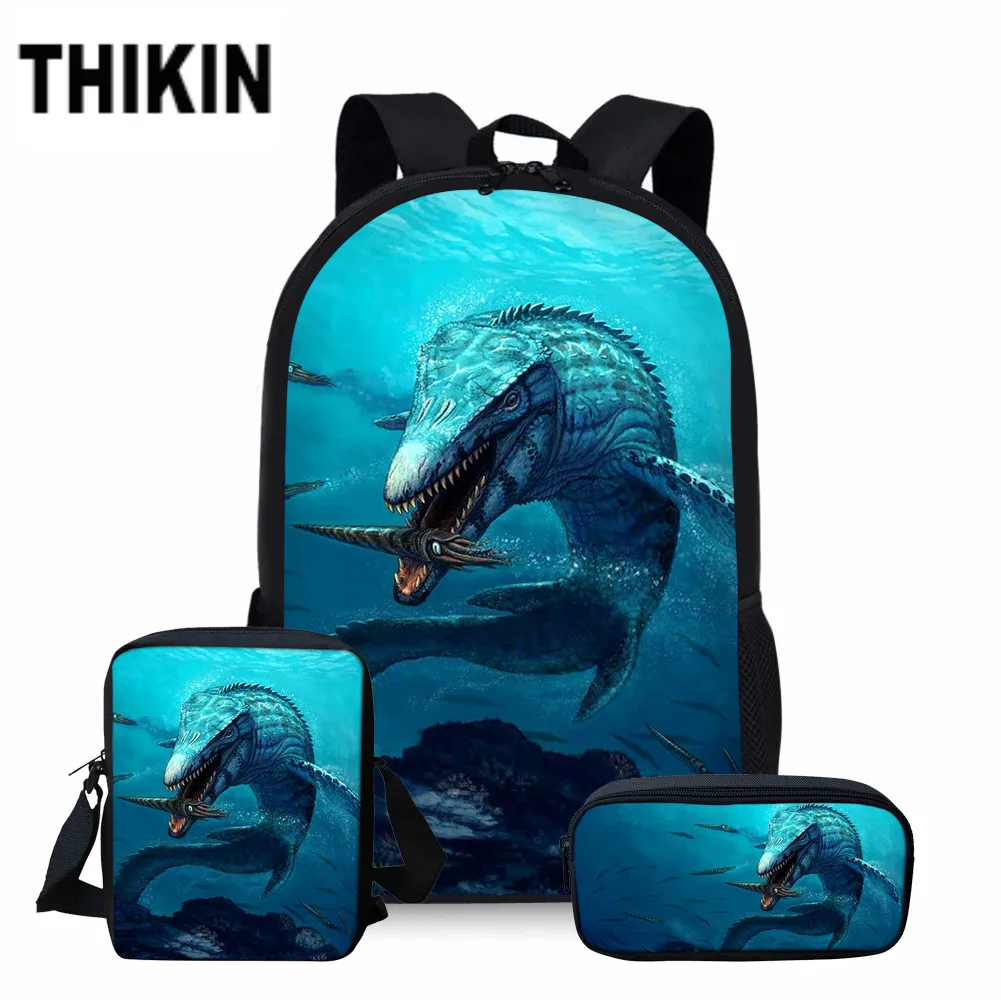 ThiKin 3D Mosasaurus динозавр школьный портфель с рисунком набор/3 шт. для мальчиков-подростков Дети Классный ежедневник сумки студентов Mochilas