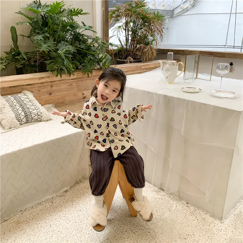 white Fall And Winter New Korean Edition Of Childrens And Mens Corduroy Lovely Fashion Splice With Fleece Shirts - Цвет: white