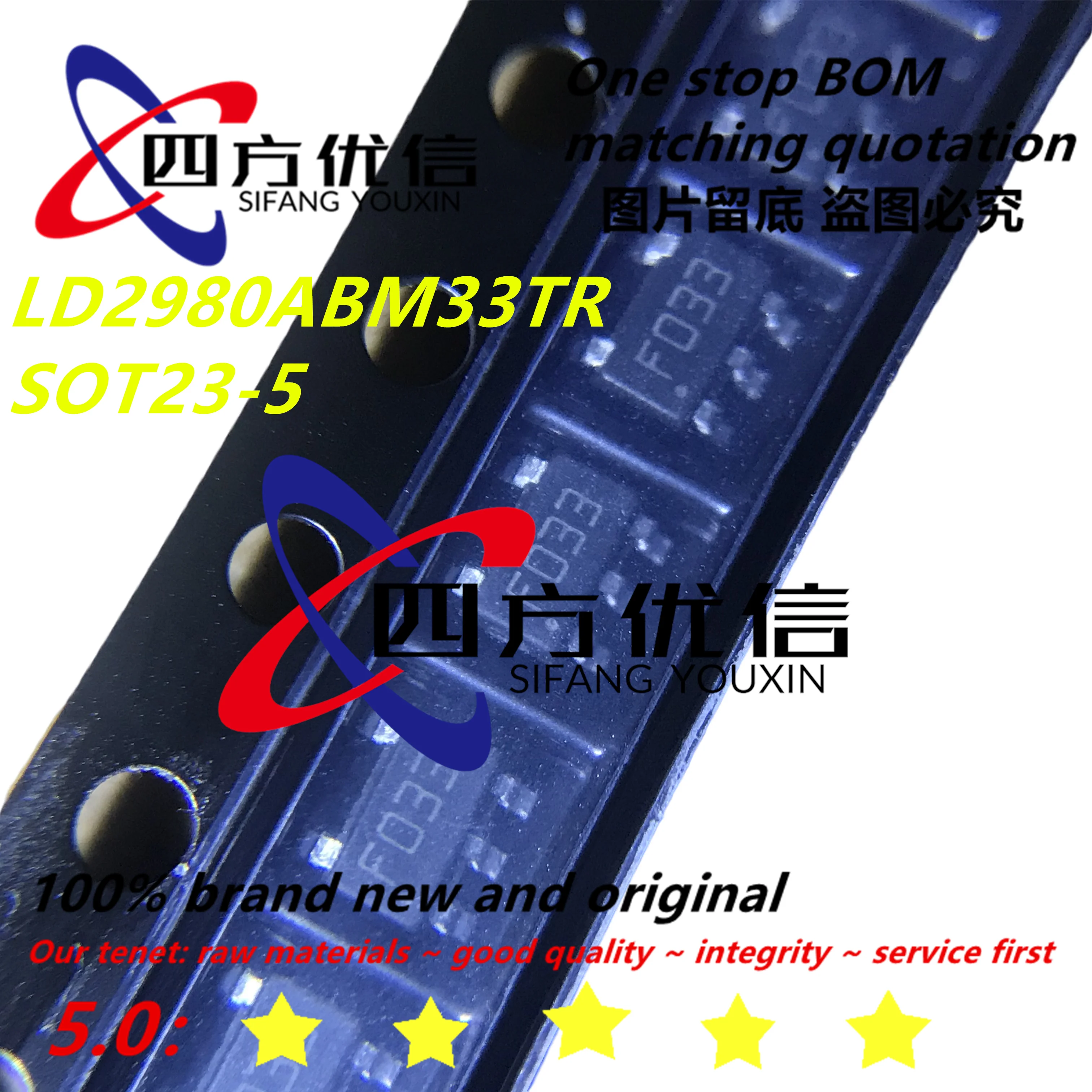 100% new original (10PCS) LD2980ABM33TR F033 LD2980ABM50TR F050 LD2980ABM30TR F030 CAT6219-330TDGT3 RVSOT23-5 |