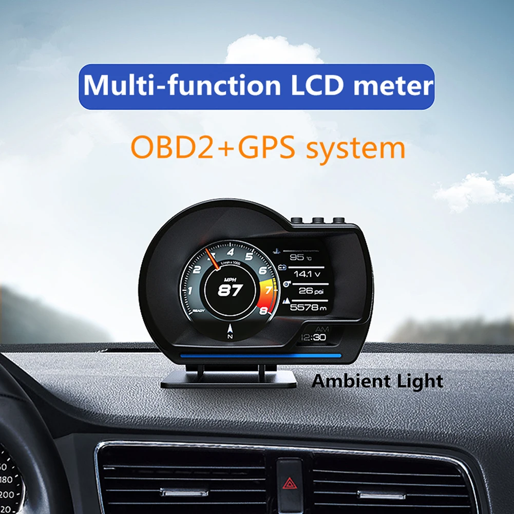 Автомобильный HUD OBD GPS дисплей Спидометр с индикатором скорости окружающий