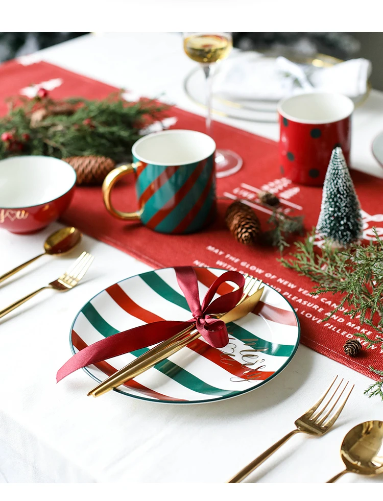 Скандинавская керамическая посуда позолоченная миска кофейная кружка ложка/вилка/нож посуда и тарелки наборы рождественские украшения для дома
