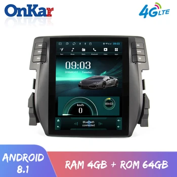 

ONKAR New Tesla Style Screen For Honda Civic 2016-2019 Head Unit Support 4G Internet CarPlay TPMS Rear View Camera Wifi MP4 MP5