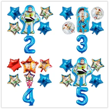 

1set Toy Story Birthday Foil Balloons Woody Buzz Lightyear Cartoon Ballon 32inch Number Baby Boy Birthday Party Decor Baloes