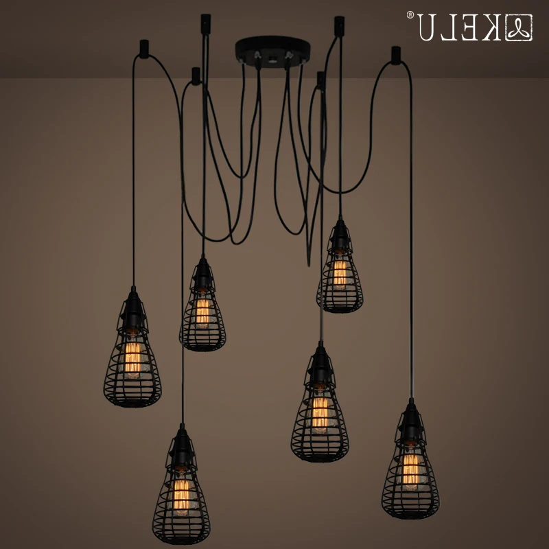 

American Industrial Road Lamps Can Be Retro Clothing Store Coffee Hall Dining Room Chandelier Bar Iron Cage pendant lights
