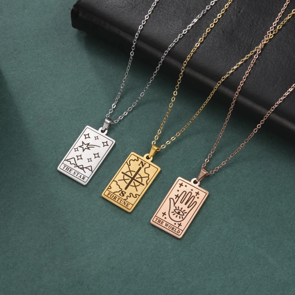 Cazador Tarot Cards Necklace The Star World Fortune Sun Moon