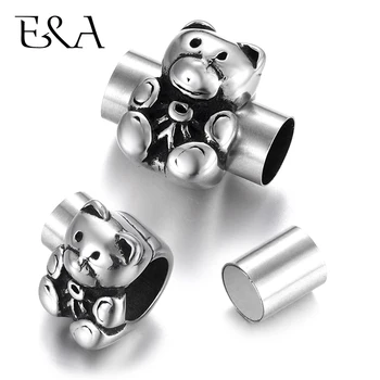 

Stainless Steel Magnetic Clasps Cute Bear Hole 8mm Leather Cord Clasp Magnet Buckle for DIY Bracelet Jewelry Making Accessories