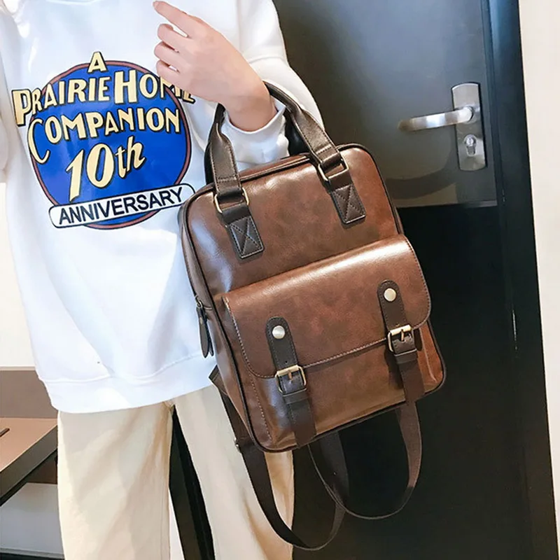 HEFLASHOR Mochila Feminina, противоугонные школьные сумки, водонепроницаемые, для путешествий, в винтажном стиле, для ноутбука, кожаный большой рюкзак для женщин, корейский дизайн