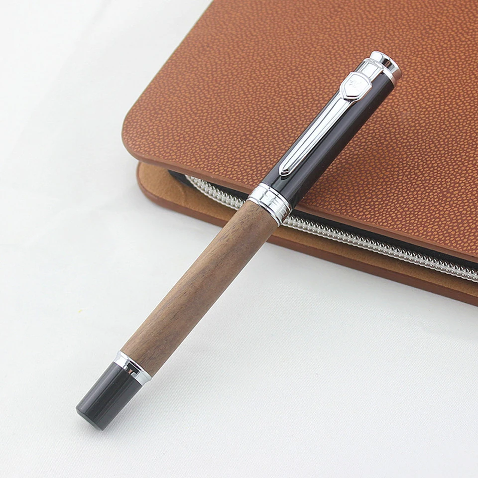 JINHAO металл + деревянная Роскошная шариковая ручка и серебряный зажим синие