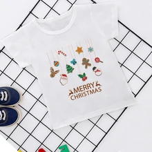 

Gril Christmas Letters Short Sleeve Summer New Children's Clothing Anime Loose Casual Clothes Young Children For Grils Cute