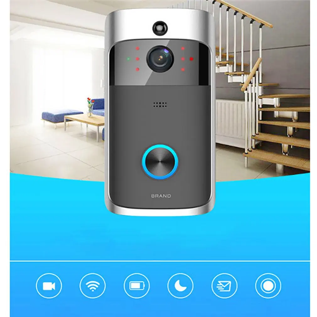 Video Doorbell Smart Wireless WiFi Security DoorBell Electronic Doorbell Camera Infrared Remote Record Home Security Monitoring