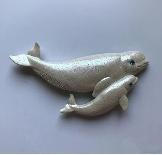 Ручной росписью морские животные, дельфин, Кит Акула 3D магнит на холодильник Путешествия Сувенир Холодильник Магнитные наклейки подарок - Цвет: 002