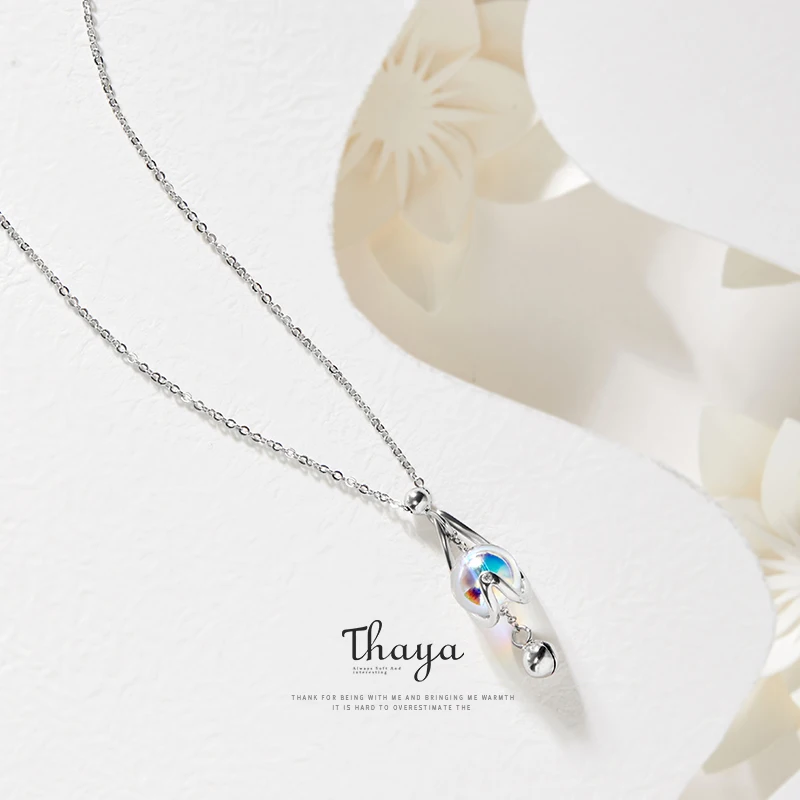 Kaufen Thaya Einzigartige Stil Wasser Tropfen Halskette 925 Silber Farbe perlen Halskette für Mädchen Besonderes Geschenk