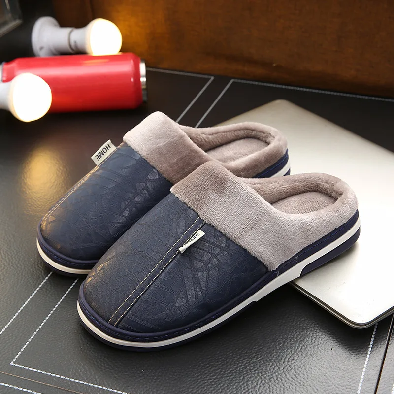 Fashion Ladies Bedroom Slippers 2020 Winter New Short Plush Couple Men's Shoes Indoor Waterproof Warm Non-slip Household Slipper