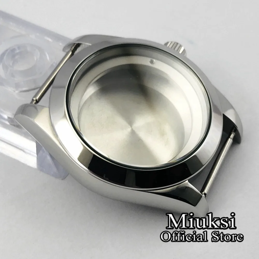 Miuksi 40 мм сапфировое стекло Серебро Сталь stainlessl чехол для часов fit ETA 2836, DG2813/3804, механизм Miyota 8215