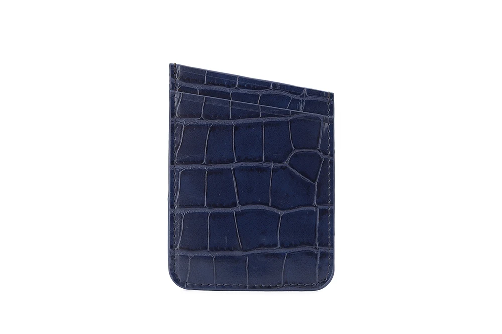 dark blue Стильный кожаный держатель для карт Zenos с 2 слотами, тонкий защитный чехол для карт с отделением для удостоверения личности, тонкий разноцветный Чехол для карт из крокодиловой кожи - Цвет: dark blue