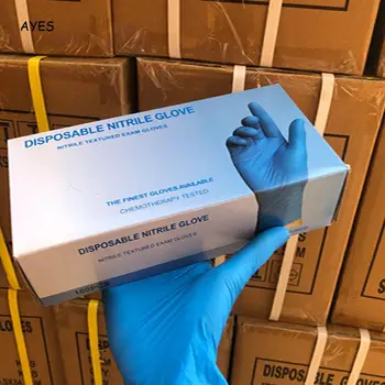 

100pcs/box Blue Nitrile Disposable Gloves Resistance Chemical Laboratory Electronics Food Medical Testing Work Gloves Wholesale