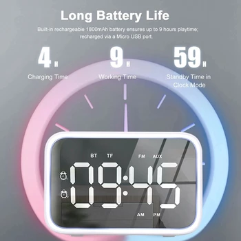 

G20E Wireless Bluetooth 5.0 Speaker Alarm Clock Night Lamp FM Radio MP3 Player Support TF Card U Disk Line in Hands-Free