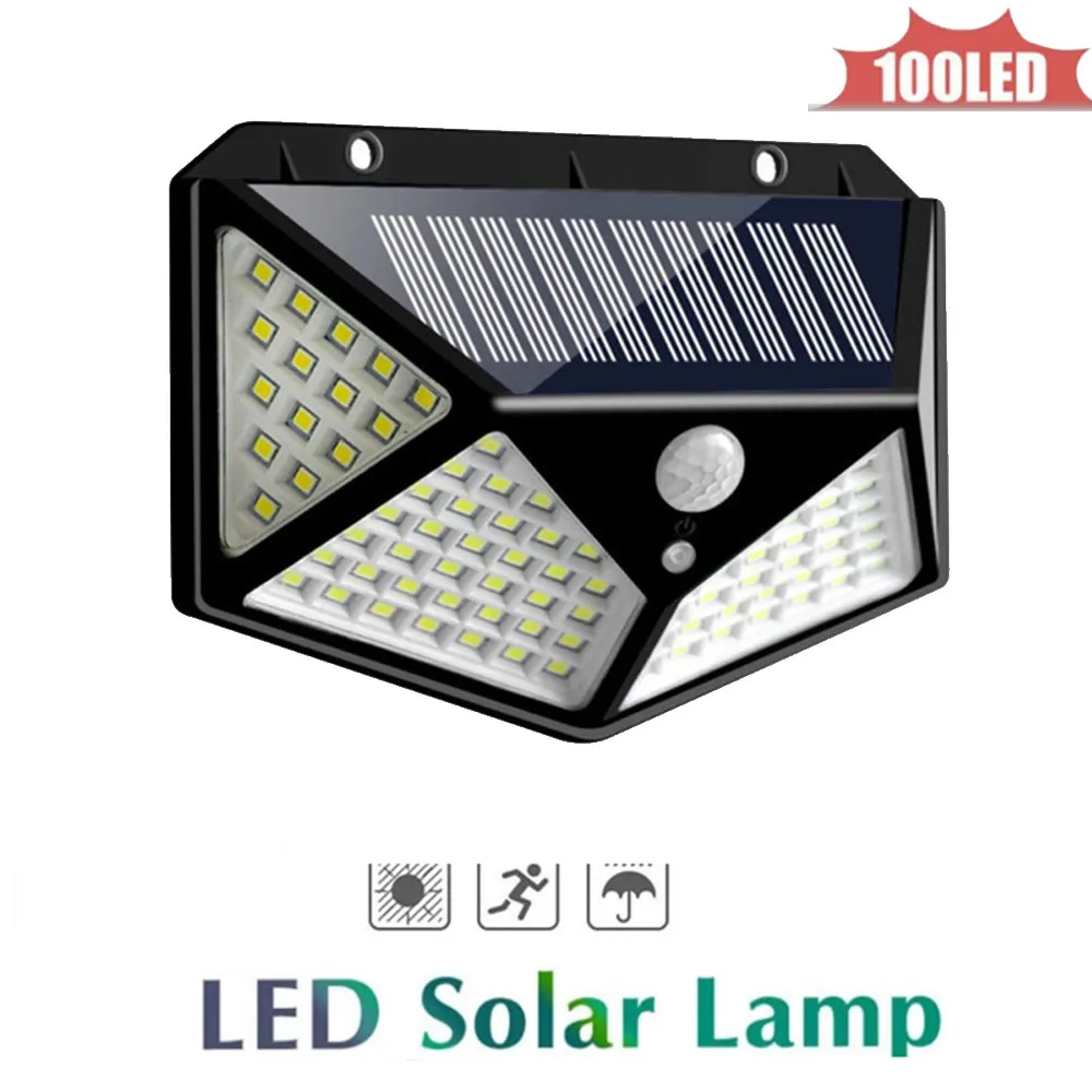 

100 LEDs Solar Panel PIR Motion Sensor Waterproof Lamp 3 Modes for Garden Yard Outdoor & Indoor Emergency Night light 4 sided 27
