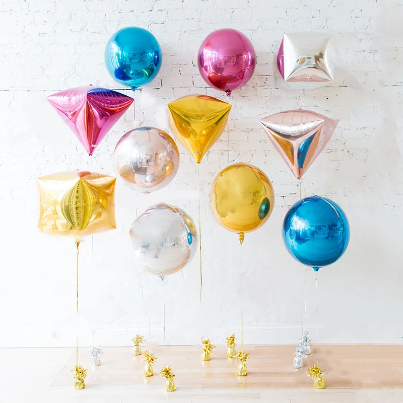

20pcs 4D Diamond Round Cube Shaped Helium Ball Solid Aluminum Foil Balloons Wedding Birthday Party New Year Decoration