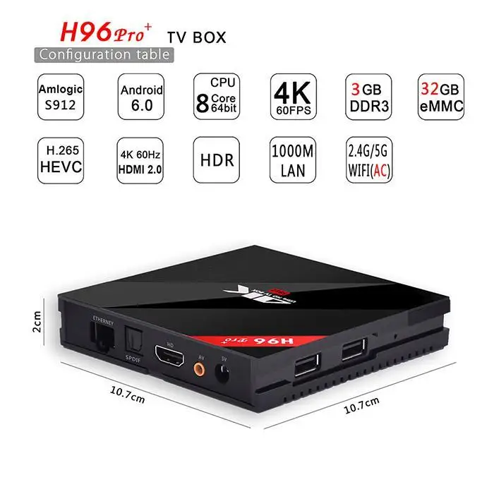 H96Pro+ HD сетевая приставка Восьмиядерный двойной WiFi набор для телевизора Bluetooth инфракрасный пульт дистанционного управления 4,0 Android U диск