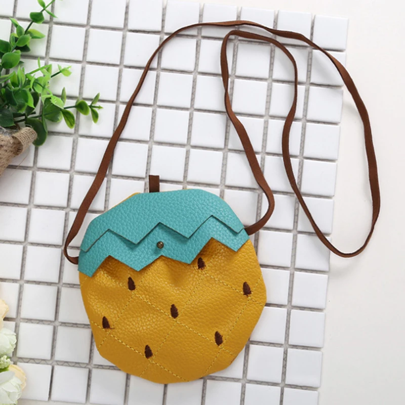 Cute Fruit Shape Mini Crossbody Bag For Girls Children Kids Sweet Coin Purse Strawberry Pineapple Shoulder Bag Handbag