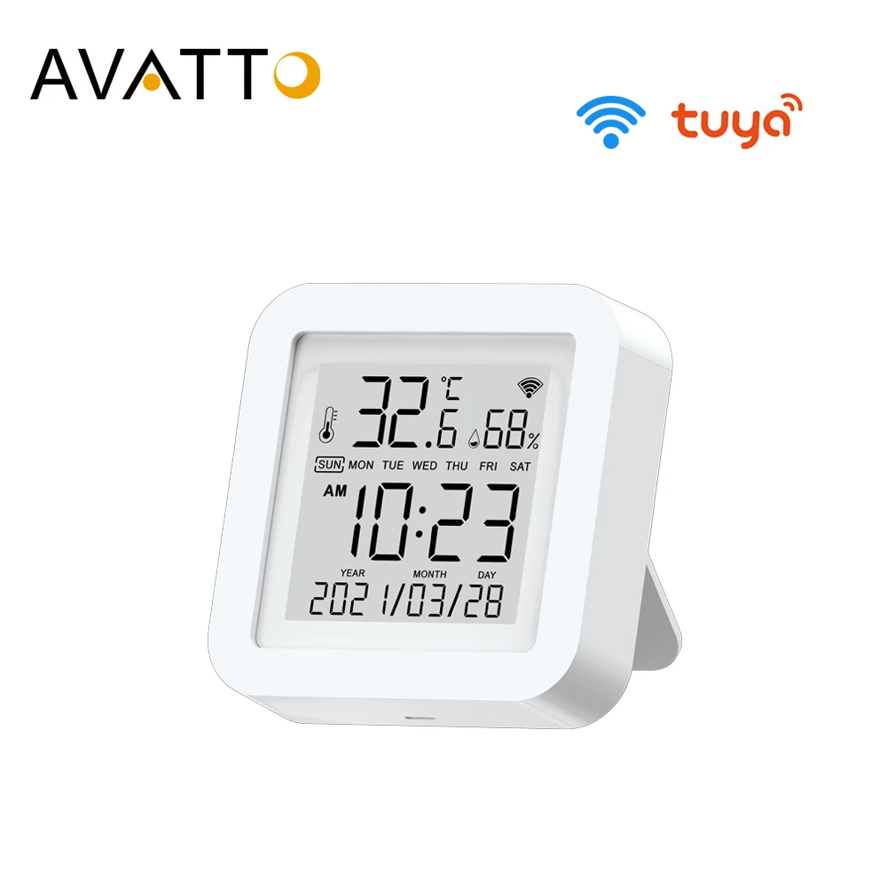 Датчик температуры и влажности AVATTO Tuya Wi-Fi домашний гигрометр термометр с
