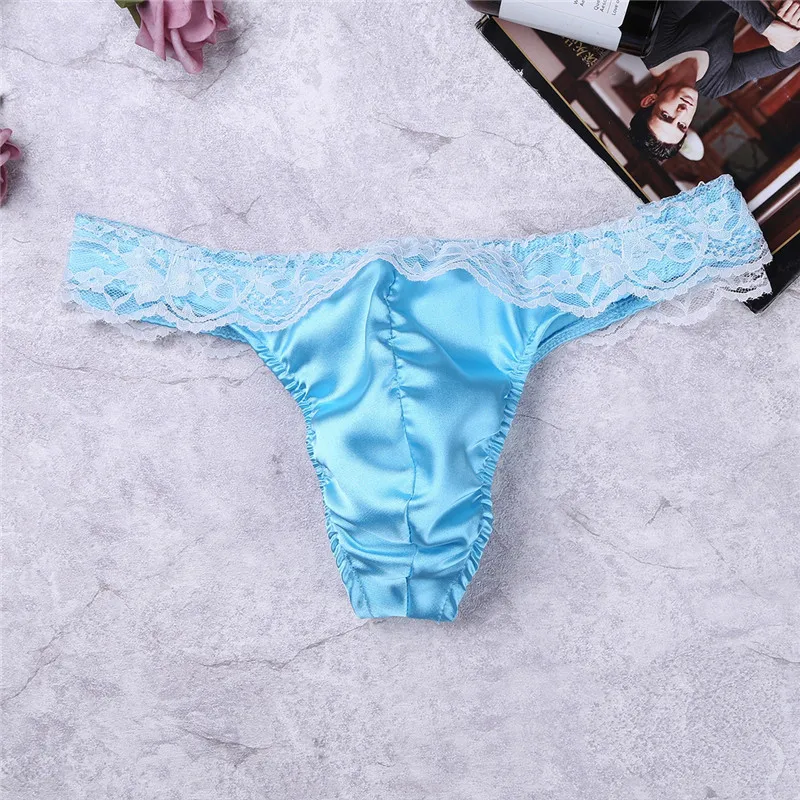 Мягкое стрейчевое Мужское нижнее белье SISSY с выпуклой сумкой, низкая посадка, кружевные блестящие трусы бикини с высокой посадкой, нижнее белье, мужские сексуальные трусики