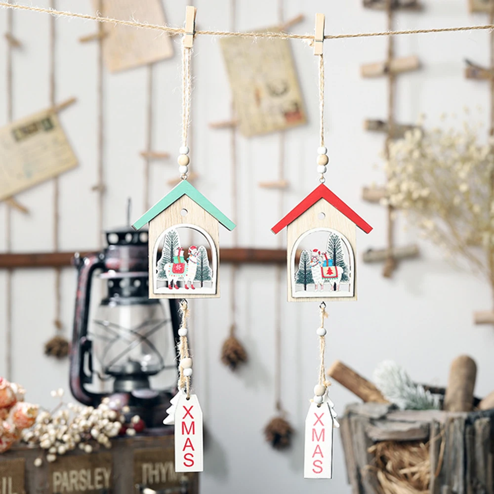 Cute House Design Christmas Tree Mini Christmas Decorations Scene Arrangement Window Shopping Mall Store Gift New Year